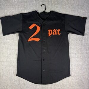 VLONE x Tupac 2Pac Baseball Jersey Black Orange Size XL Rare Limited Edition